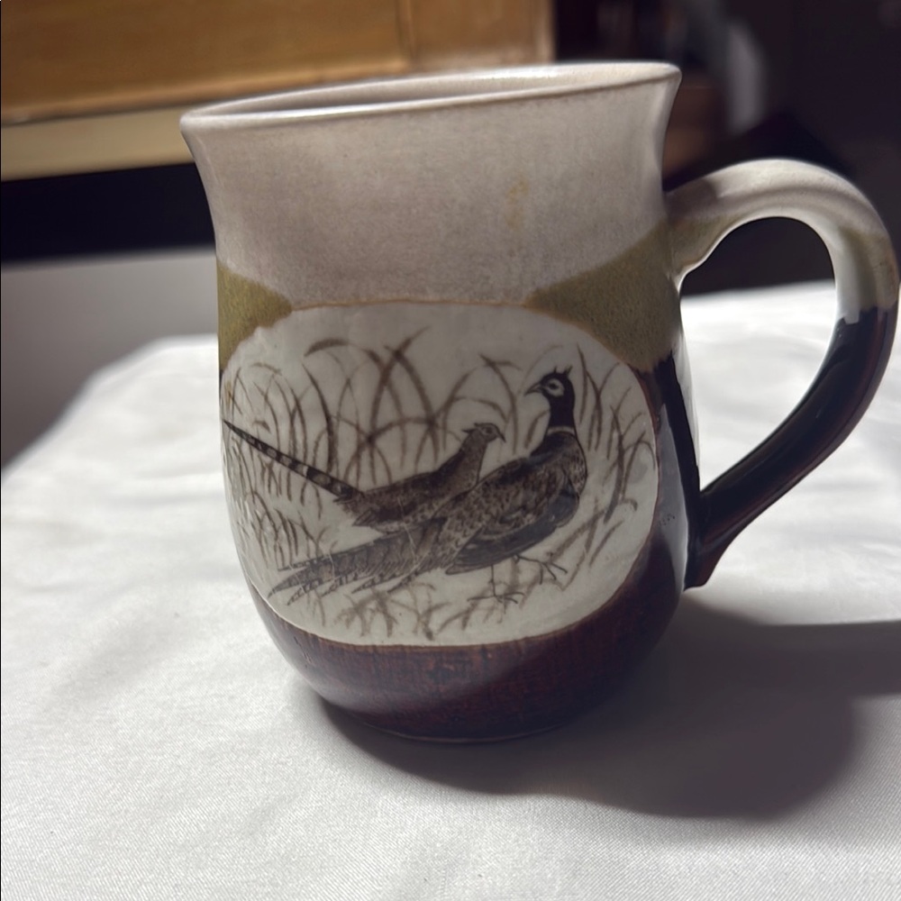 Vintage Ceramic Mug with Bird Design